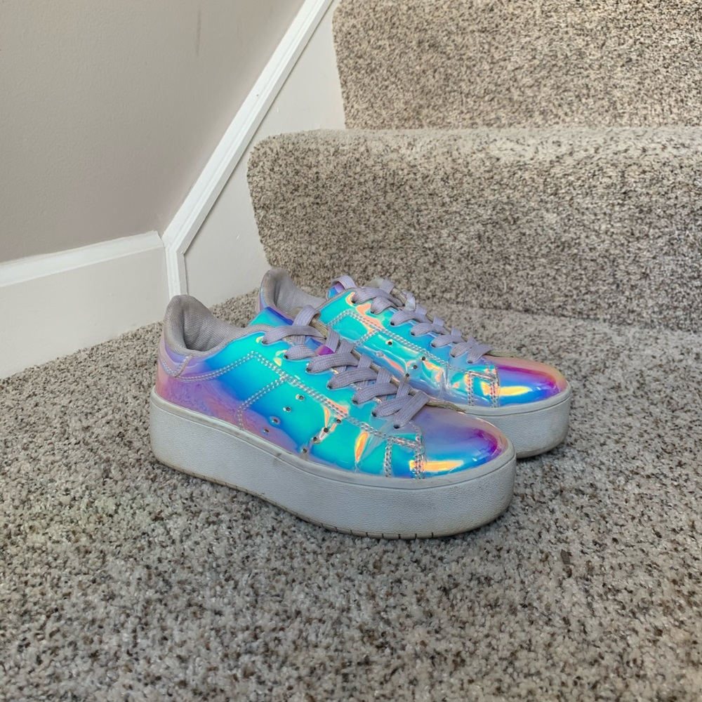 iridescent platform sneakers